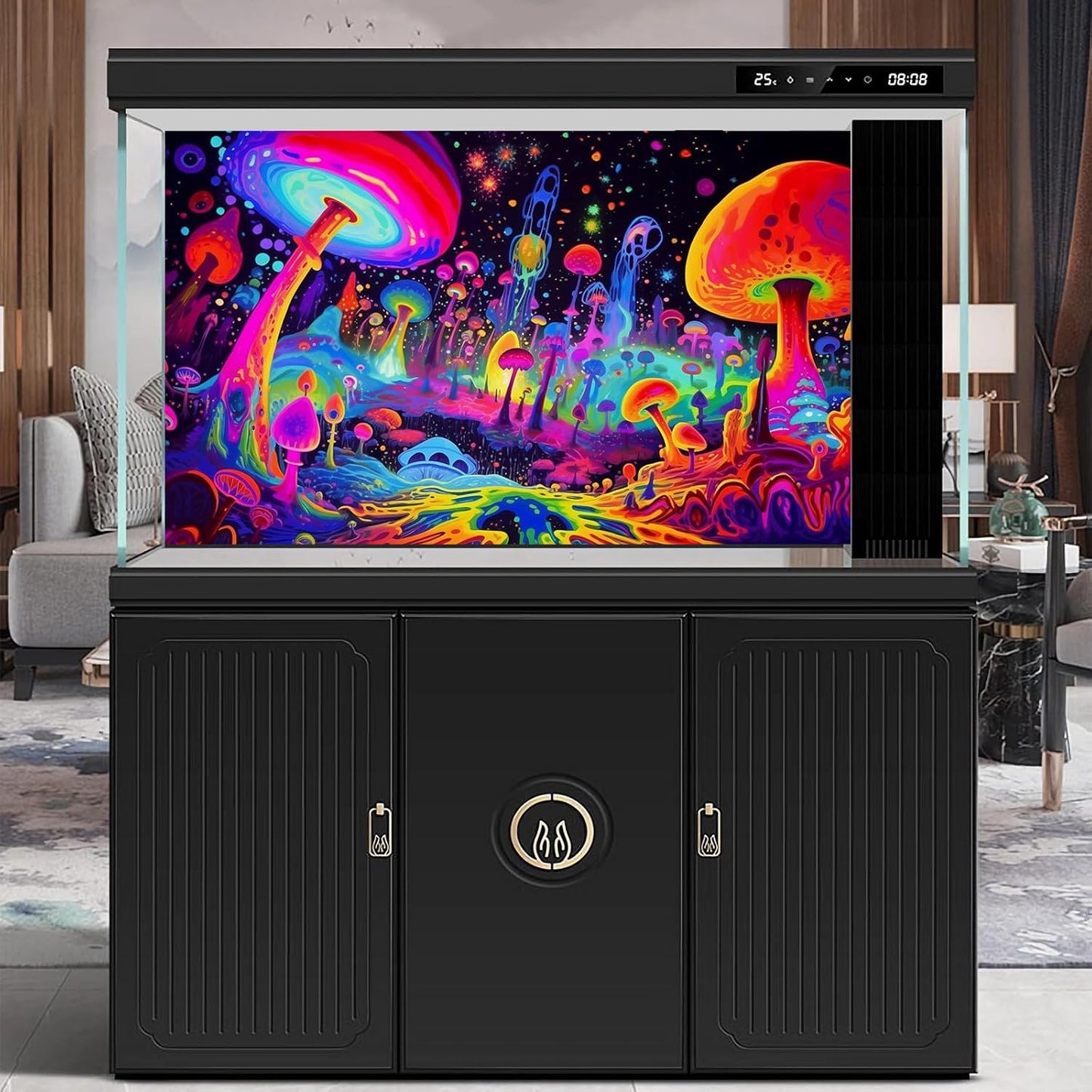 Fantasy Mushrooms Aquarium Background Abstract Mysterious Mushroom Landscape Terrarium Background Amazing Rainbow Mushrooms Theme Fish Tank Backdrop Poster Wallpaper Decorations Vinyl 24x16in