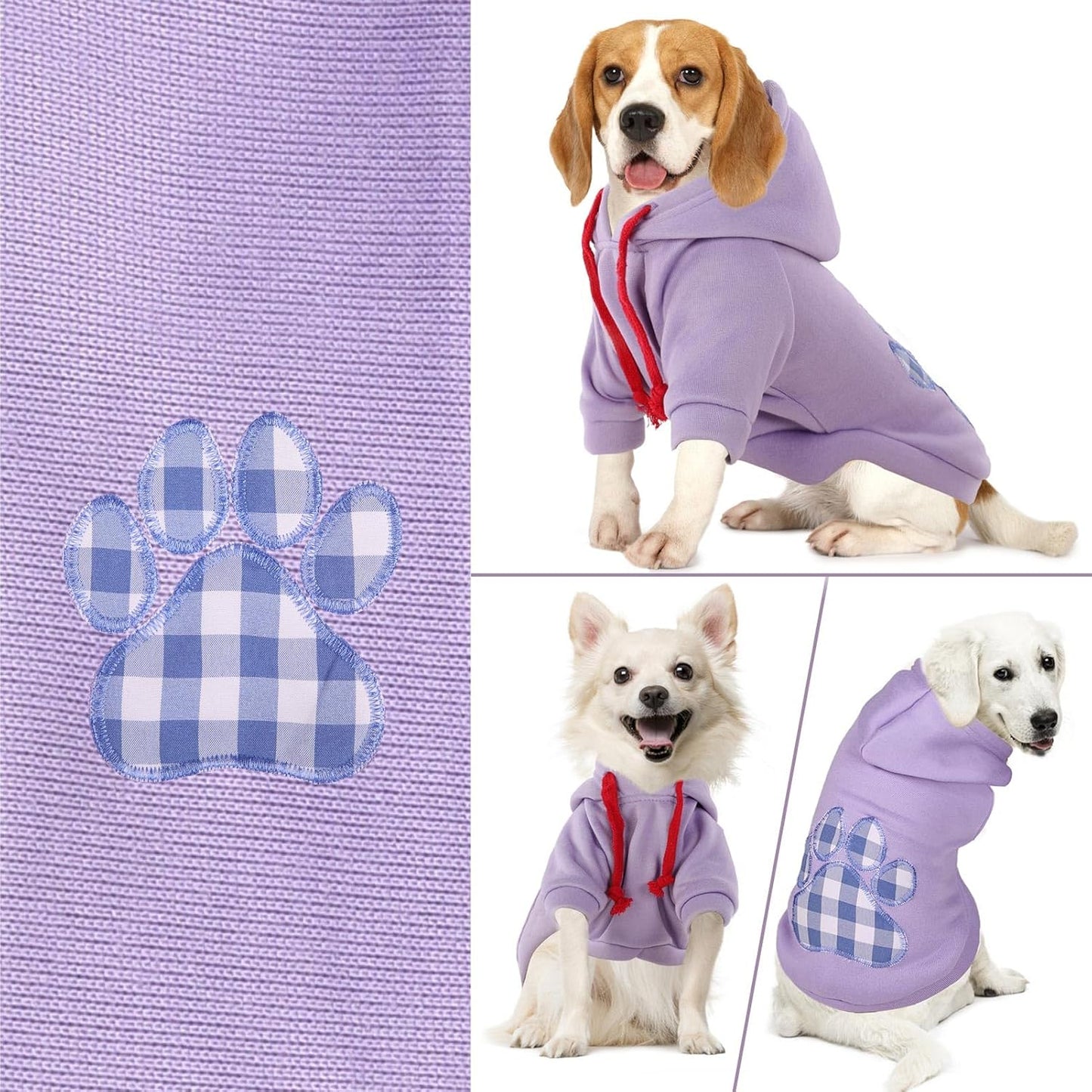 SAWMONG Dog Hoodie,Flannel Pet Hooded Sweater with Hat Puppy Pullover Sweater Shirt,Dog (Purple,M)
