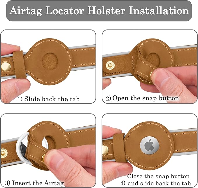 OOPSDOGGY Reflective Geniune Leather Airtag Dog Collar Soft Padded Collars for Small Medium Large Breed Dogs Puppy, 4 Sizes, 7 Colors (Camel, XLarge, 19"-24")