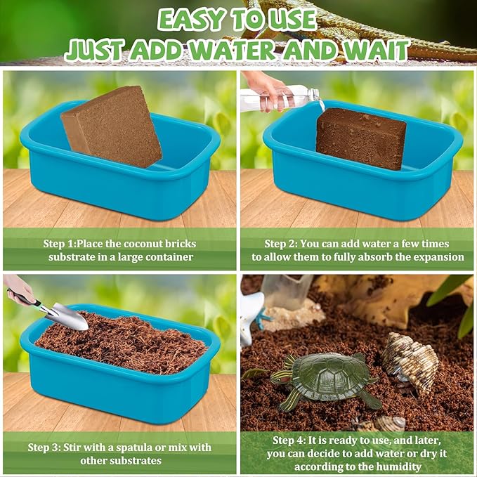 Riare 10LBS Natural Coconut Fiber Substrate for Reptile- Premium Compressed Coconut Husk Terrarium Bedding for Reptile, Tortoise, Frogs, Snakes, Hermit Crabs, Burrowing Animals