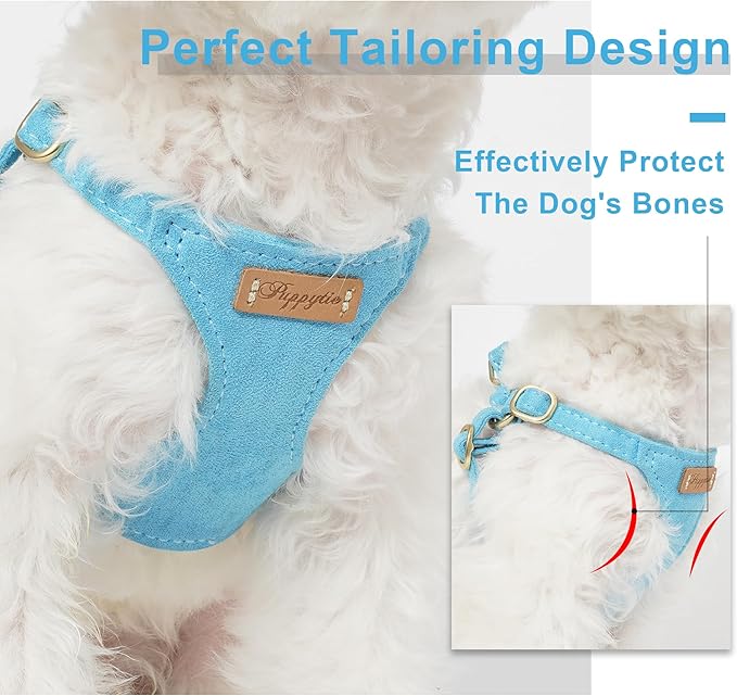 Puppytie No Pull xs Dog Harness with Multifunction Dog Leash,Soft Adjustable No Choke Escape Proof Pet Harness Vest,Ocean Blue,XS
