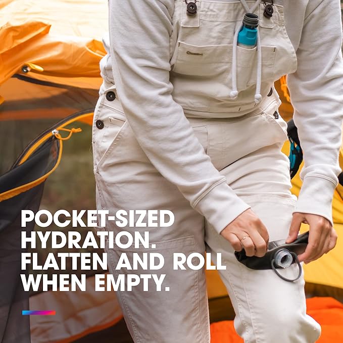 HydraPak Stow - Collapsible Backpacking Water Bottle (350ml, 500ml, 1L) - BPA Free, Ultra Light, Spill-Proof Twist Cap