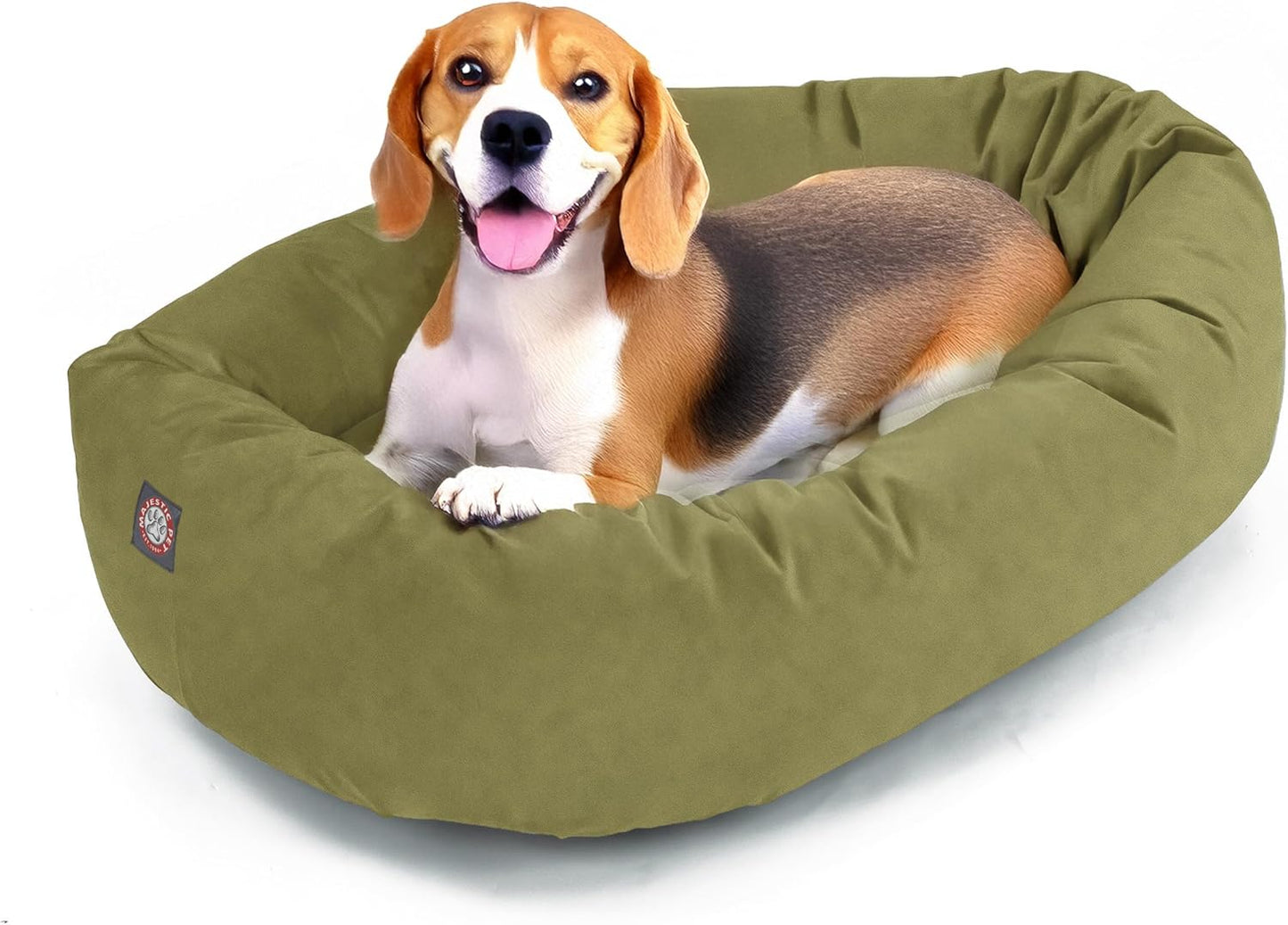 Majestic Pet 32 Inch Suede Calming Dog Bed Washable 32x23x7 (Inch) – Cozy Soft Round Donut Dog Bed with Spine Support for Dogs to Rest Their Head - Pet Bed Medium – Sage (2025)