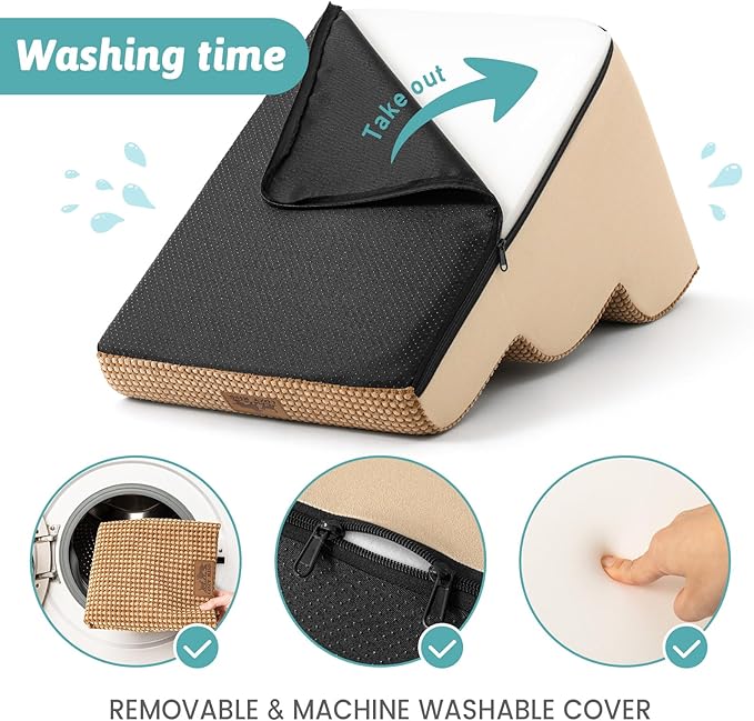 Dog Stairs for Small Dogs 15.7" H, Curved Dog Step for Puppy, Older Cat, Medium Pet Ramp for Sofa, Couch or Chair, Ladder with High Density Foam, 15.7x22.4x15.7 inch, 3 Step, Light Brown