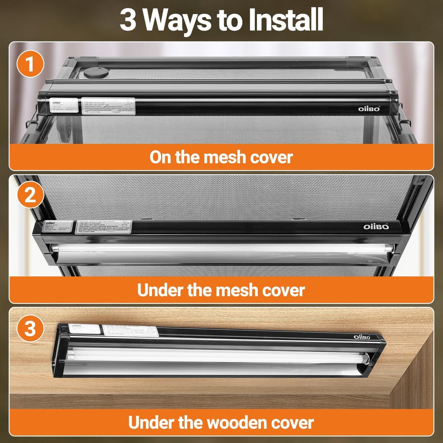 Oiibo T5 HO Reptile Light Fixture UVB Lighting Combo Kit, Terrarium Lamp Hood Light with UVB 10.0 for Bearded Dragon, Gecko, Lizard (39W)