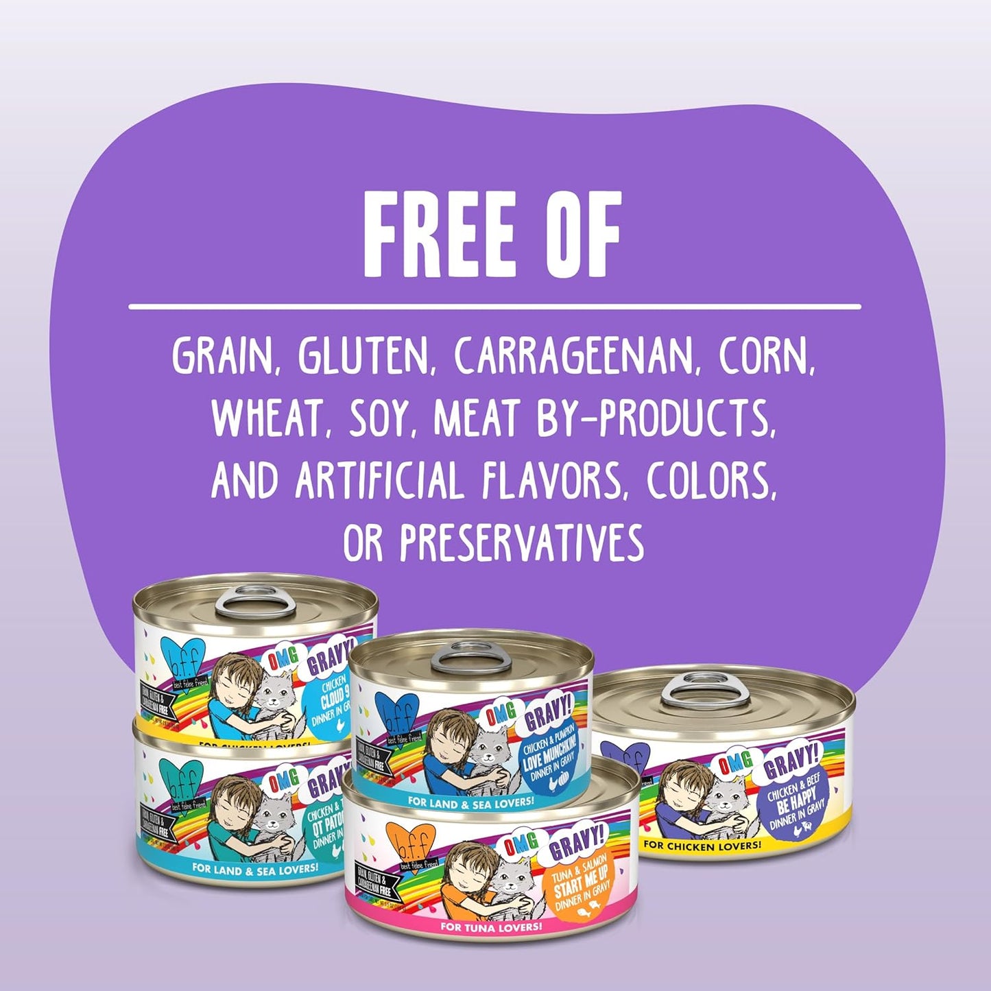 Weruva B.F.F. OMG - Best Feline Friend Oh My Gravy!, Best Day Eva! with Beef & Salmon in Gravy Cat Food, 5.5oz Can (Pack of 8)