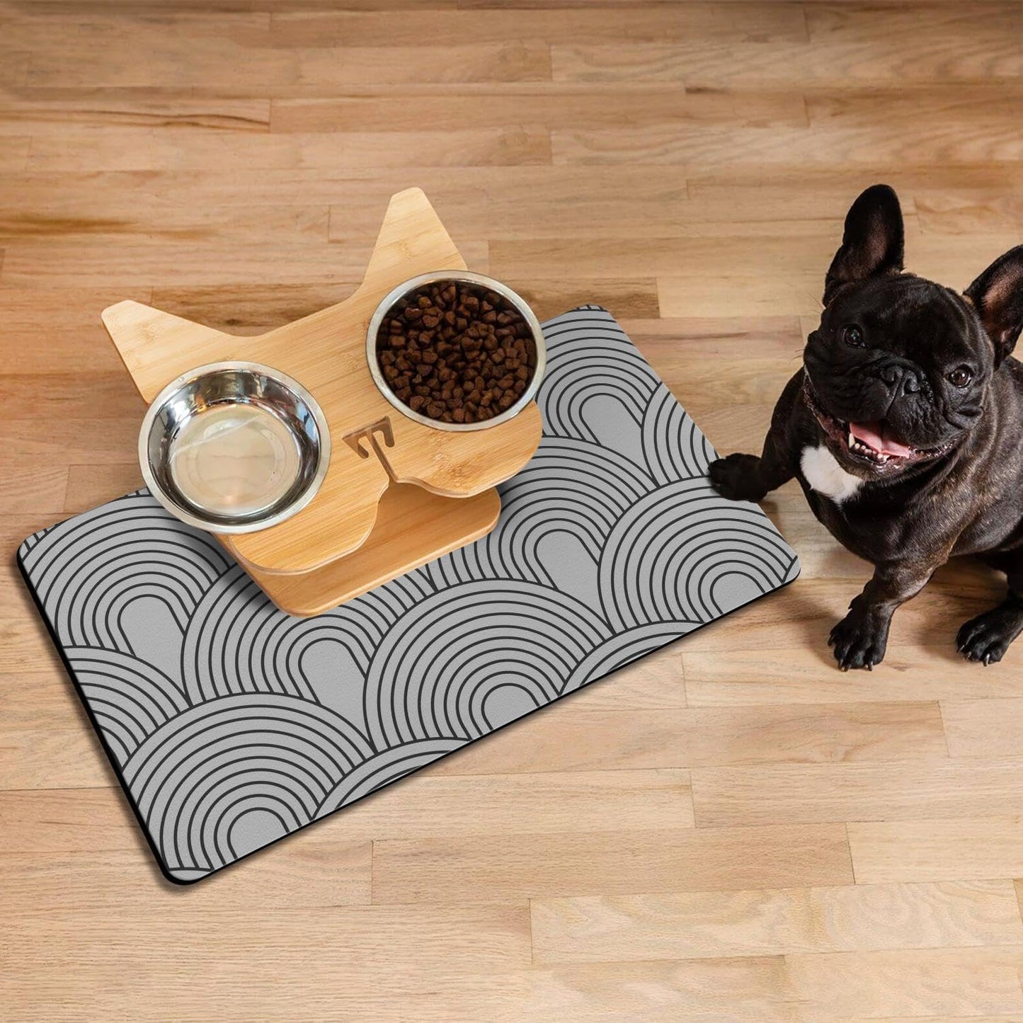 Dog Food Mats for Floors Absorbent, Pet Cat Food Mat - Quick Dry Dog Bowl Mats for Food and Water, Eco-Friendly Boho Pet Supplies