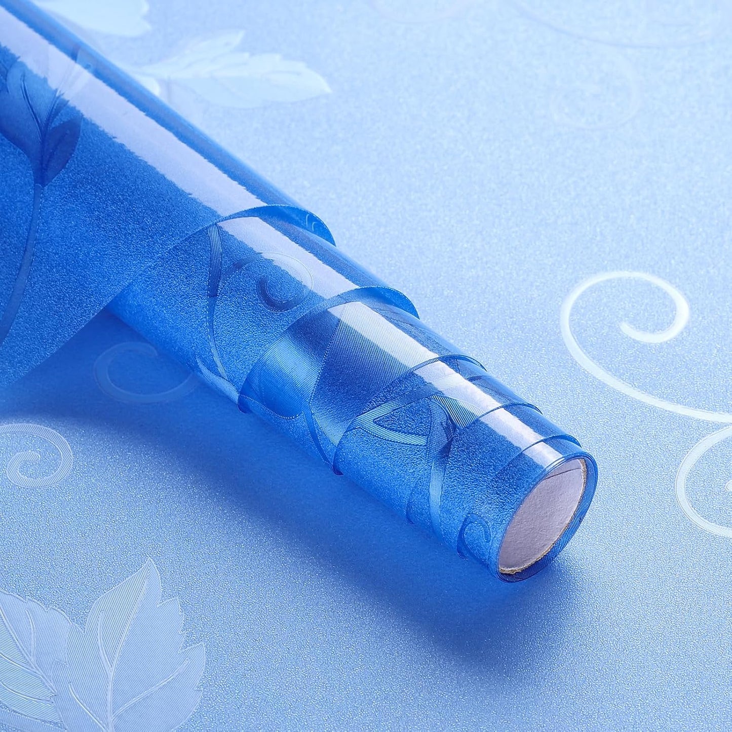 Aquarium Background Paper, Blue Fish Tank Backdrop Wallpaper Electrostatic Adhesive, No Glue, Easy to Install, Reusable (13.7" H × 43.3" L, Translucent)