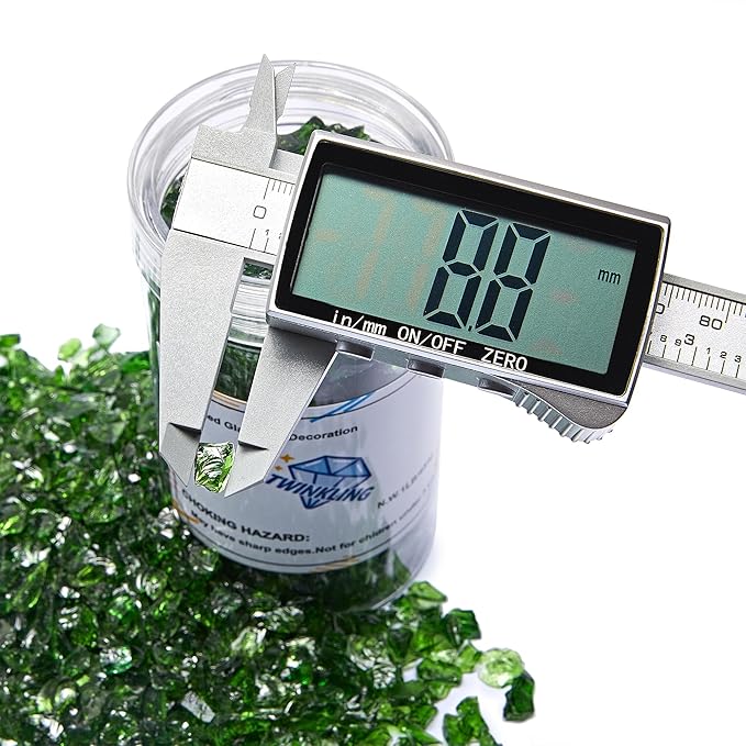 TWINKLING High Luster Crushed Glass Glitter, Broken Glass, Fire Glass Gems Chips for Fire Pit, DIY Resin Art, Epoxy Crafts, Geode Painting, Aquarium Decoration, 6-9mm(370g/13oz.) (Dark Green)