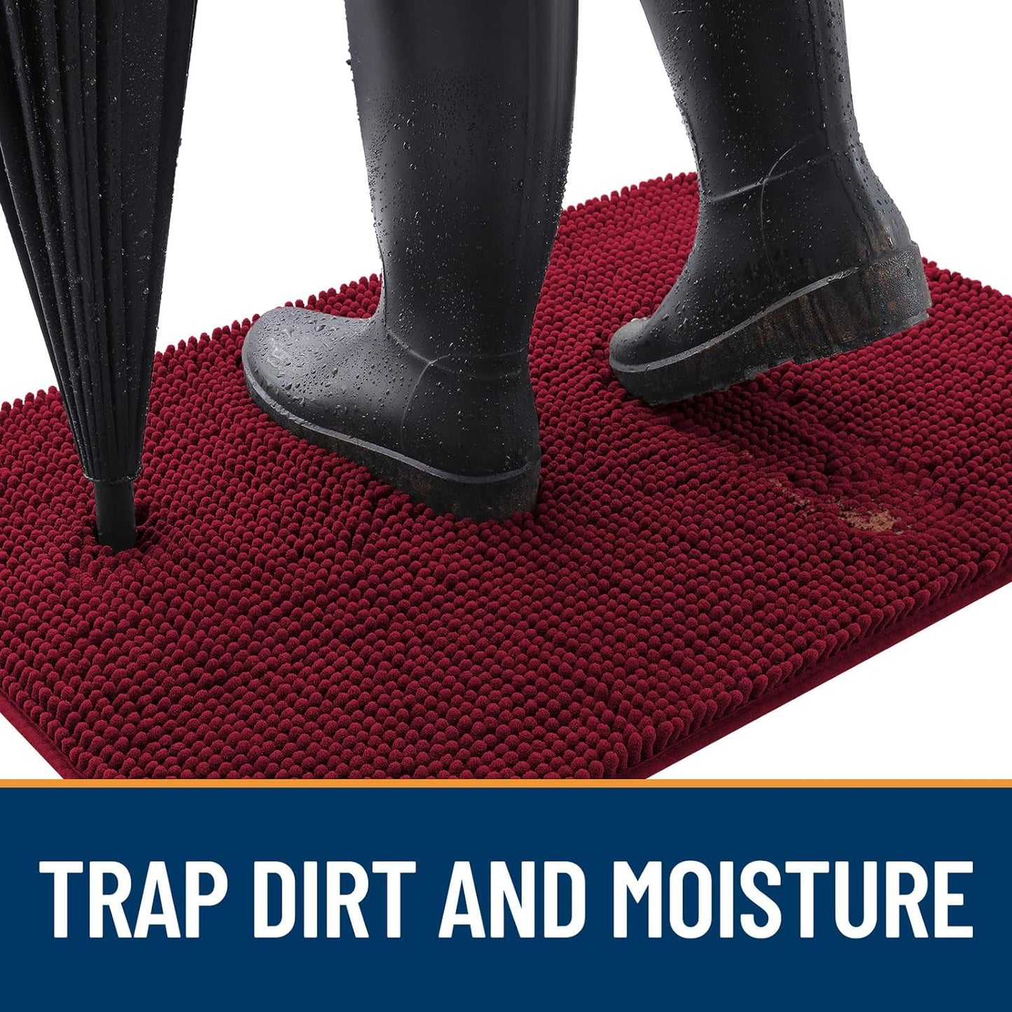 OLANLY Dog Door Mat for Muddy Paws 54x32, Absorbs Moisture and Dirt, Absorbent Non-Slip Washable Doormat, Quick Dry Chenille Mud Mat for Dogs, Entry Indoor Entryway Carpet for Inside Floor, Burgundy