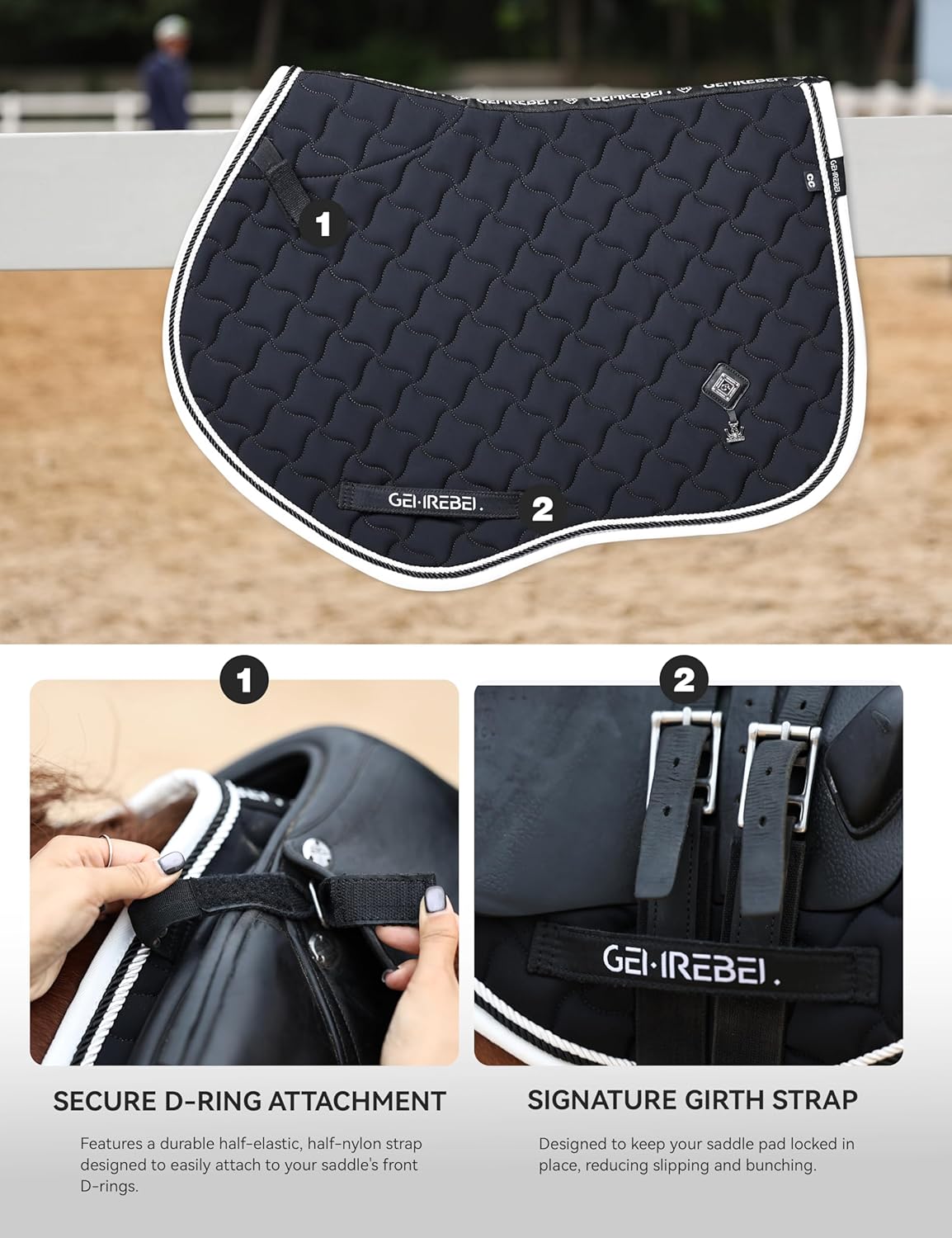 Close Contact Non-Slip Design Horse Riding Pad Moisture-Wicking Shock Absorbing English Saddle Pad for Horses
