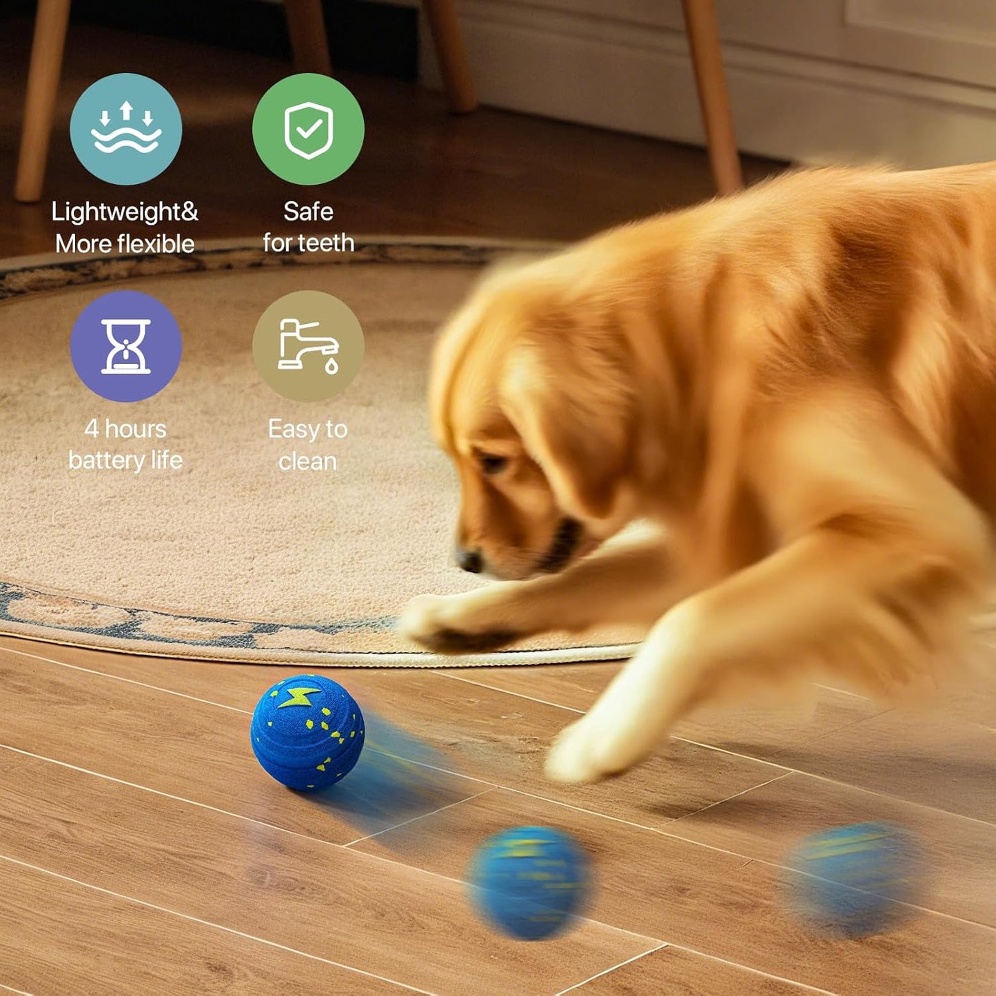 Interactive Dog Toys Balls Moving - Smart Automatic Bouncing Interactive Dog Ball, Durable Pet-Safe E-TPU, IPX7 Waterproof, Anti Boredom Dog Toys to Keep Them Busy for Large and Small Dogs (2 Pack)