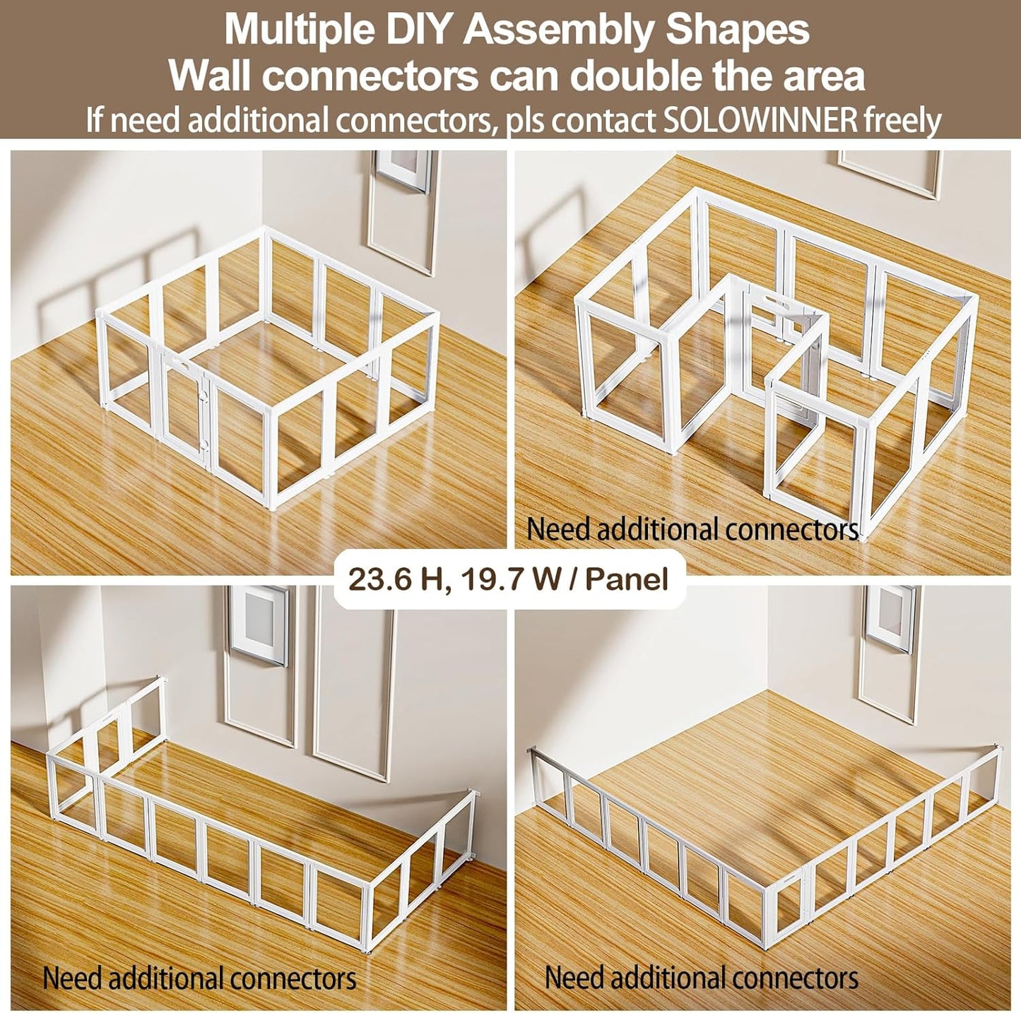 Clear Acrylic Dog Playpen Transparent Dog Playpen Indoor, Easy Assemble Clear Pet Pen for Puppy Bunny Cat Pig, Sturdy & Easy Cleaning Plastic Dog Puppy Fence (23.6" H, 12PCS)