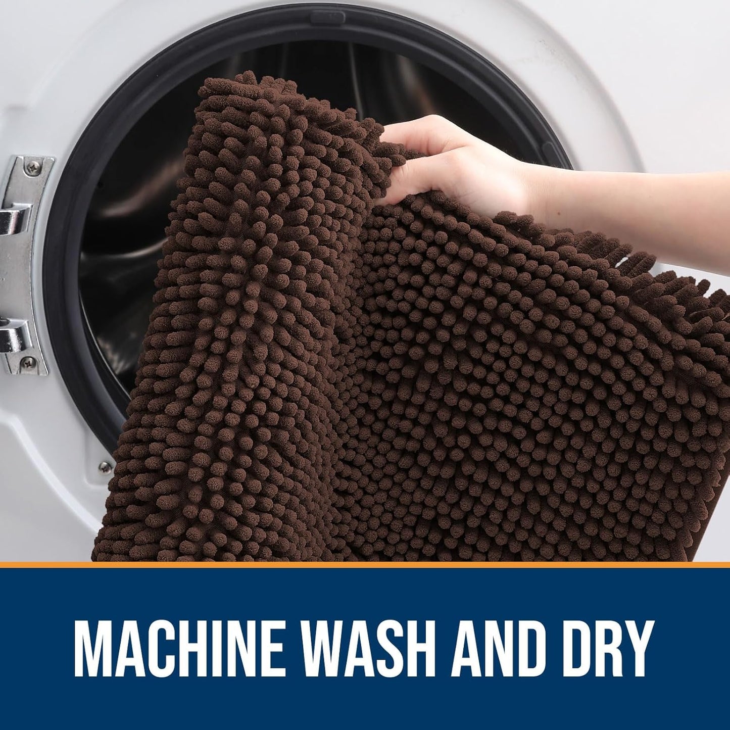 OLANLY Dog Door Mat for Muddy Paws 40x24, Absorbs Moisture and Dirt, Absorbent Non-Slip Washable Doormat, Quick Dry Chenille Mud Mat for Dogs, Entry Indoor Entryway Carpet for Inside Floor, Brown