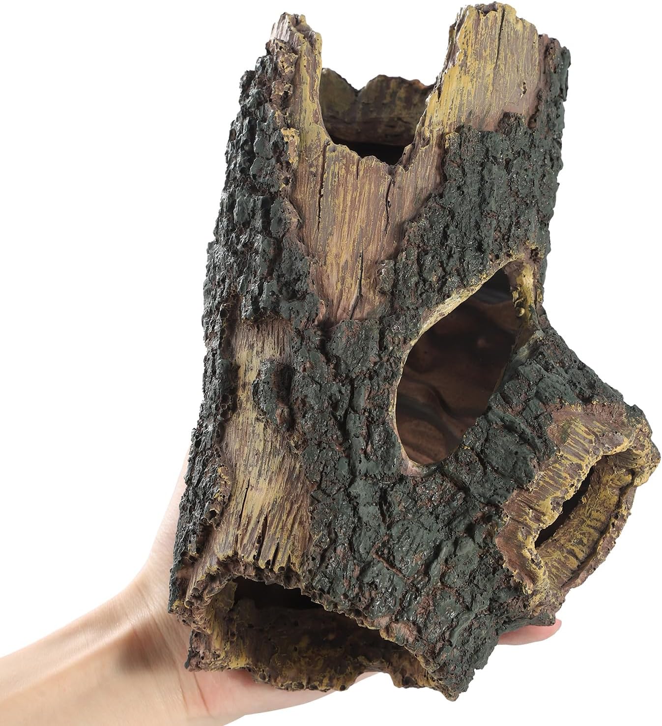 IBWell Aquarium Wood Fish Tank Decorations，Resin Fake Logs Terrarium DÉCor, Reptile Hide Aquarium Hideout for Fish Cave, Small Turtles, to 20 Gallon Tank