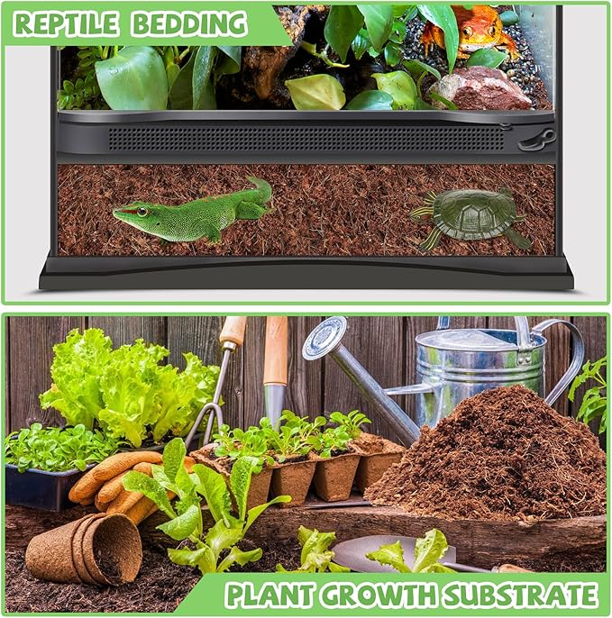 Riare 10LBS Natural Coconut Fiber Substrate for Reptile- Premium Compressed Coconut Husk Terrarium Bedding for Reptile, Tortoise, Frogs, Snakes, Hermit Crabs, Burrowing Animals