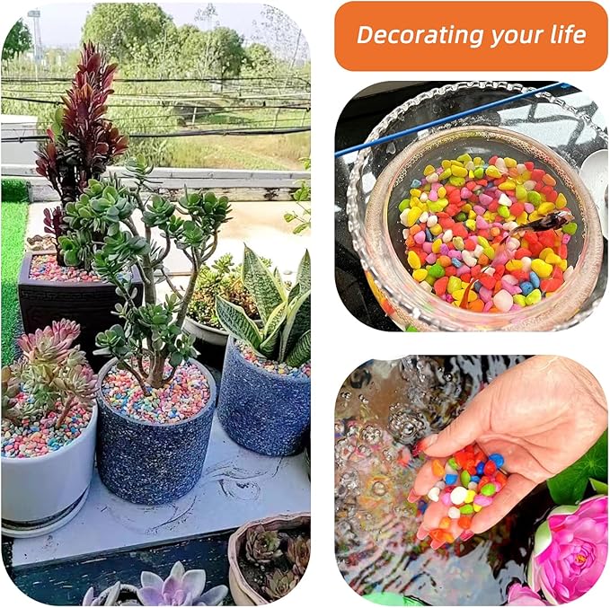 Orange Pebbles for Crafts, 0.9 Pound Natural Polished Aquarium Gravel, Decorative Pebbles for Indoor Plants, Turtle Tank, Vase, Succulents Cactus, Garden Landscaping