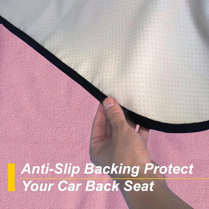 Back Seat Cover for Car Trucks Van SUV,Waterproof Rear Bench Towel Seat Covers for Dogs and Kids,Automotive Backseat Protector (Pink)