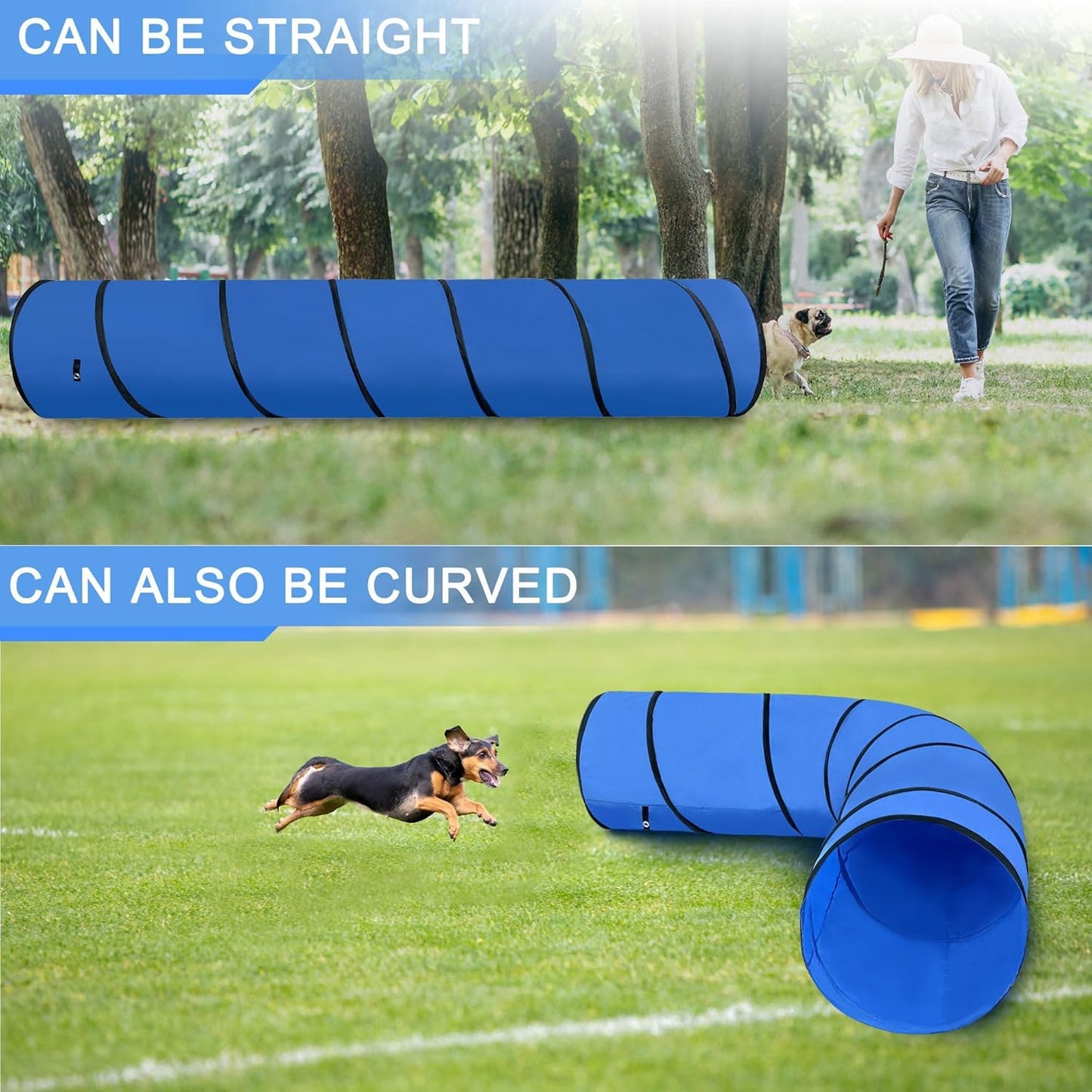 Dog Agility Tunnel, Dog Agility Equipment, Dog Agility Training with Carry Bag (Blue)