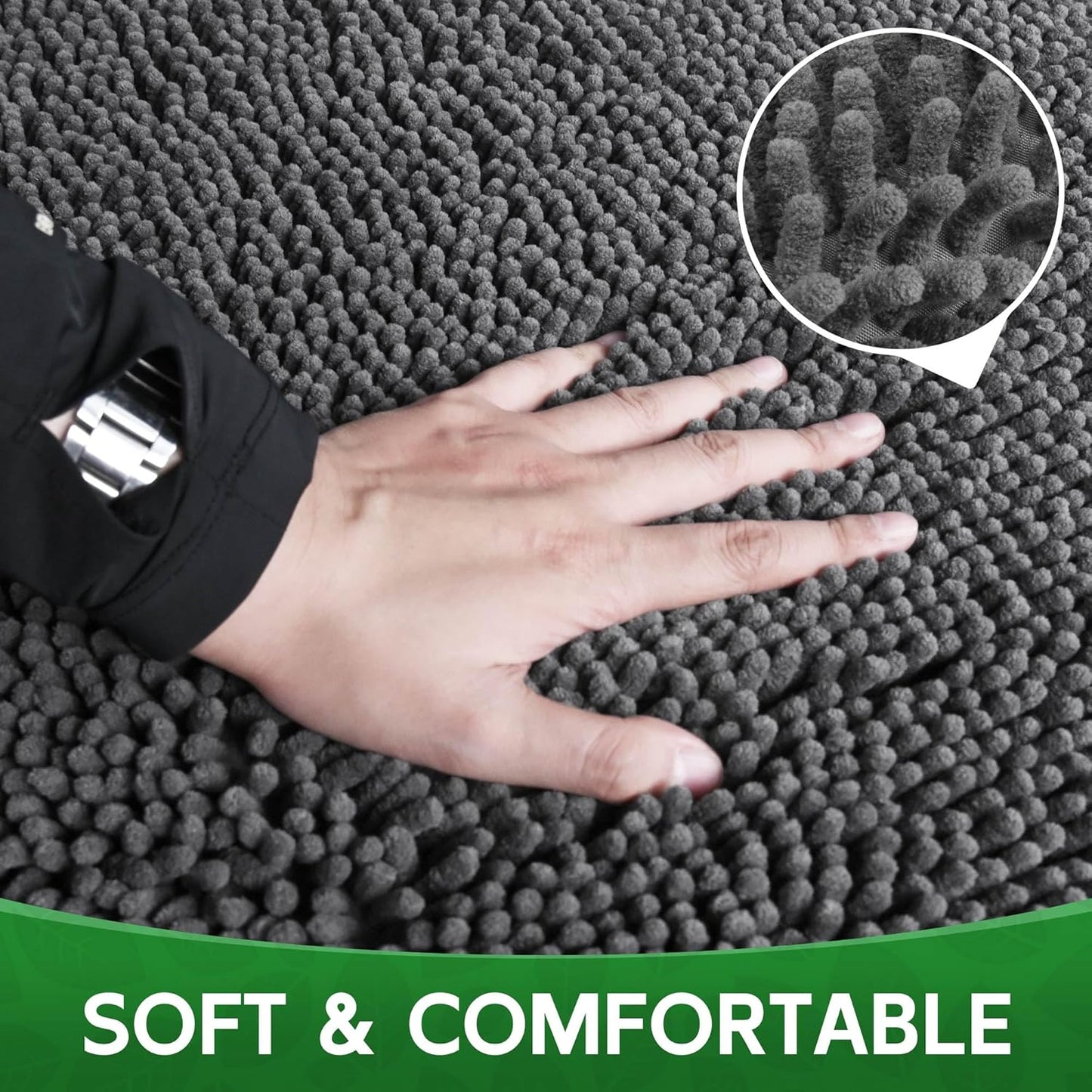 Dog Door Mat Indoor Entrance, 60" x 36" Absorbent & Quick-Drying Mud Rugs, Non-Slip Door Rugs for Entryway Indoor Washable, Soft Chenille Dog Mat for Muddy Paws