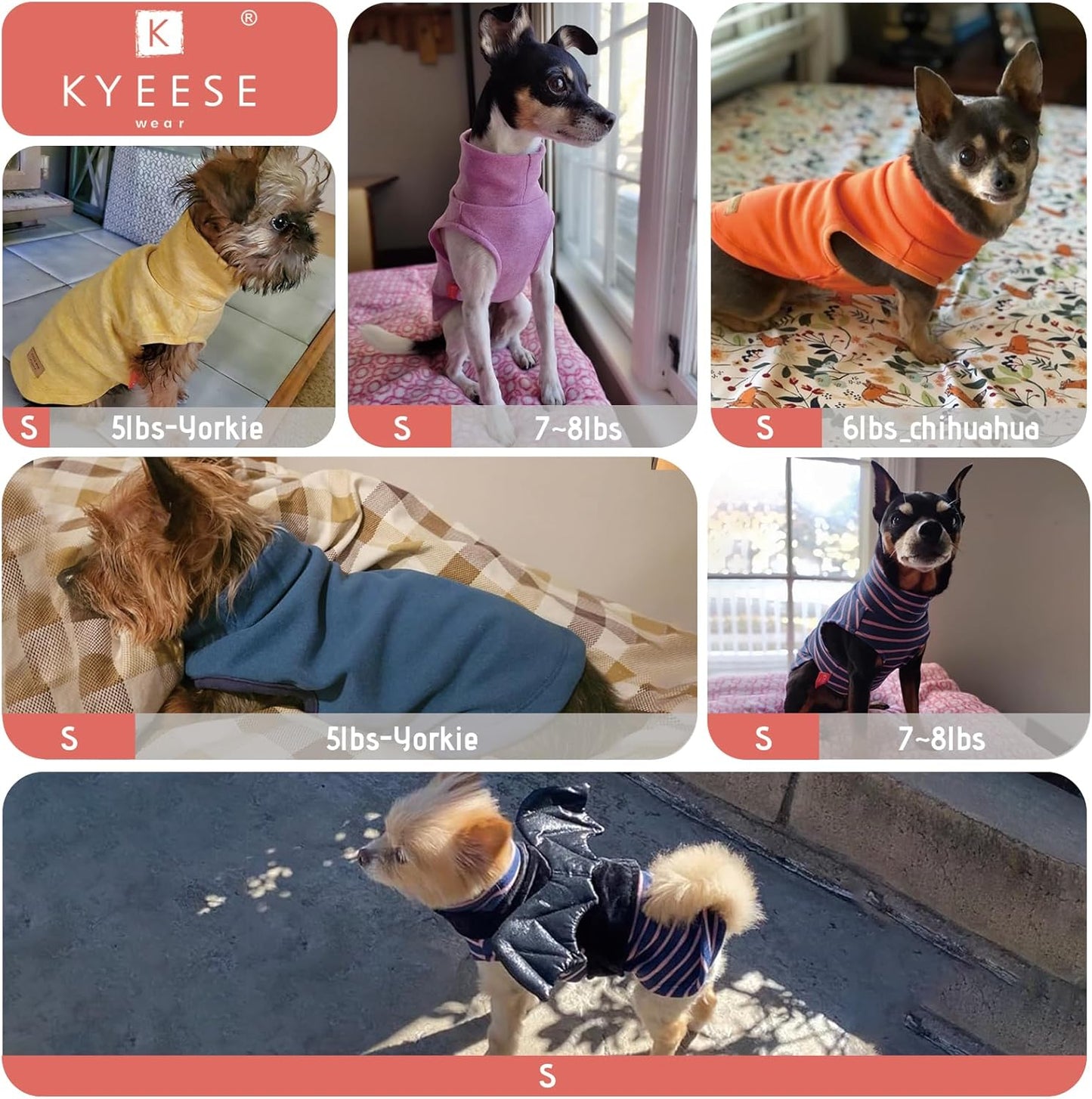 KYEESE 2Pack Dog Sweater Warm Pets Coats Soft Dog Sweaters for Small Dogs Male Stretchy Dogs Clothes Turtleneck Small Pet Sweaters Pullover Pets Sweatshirt
