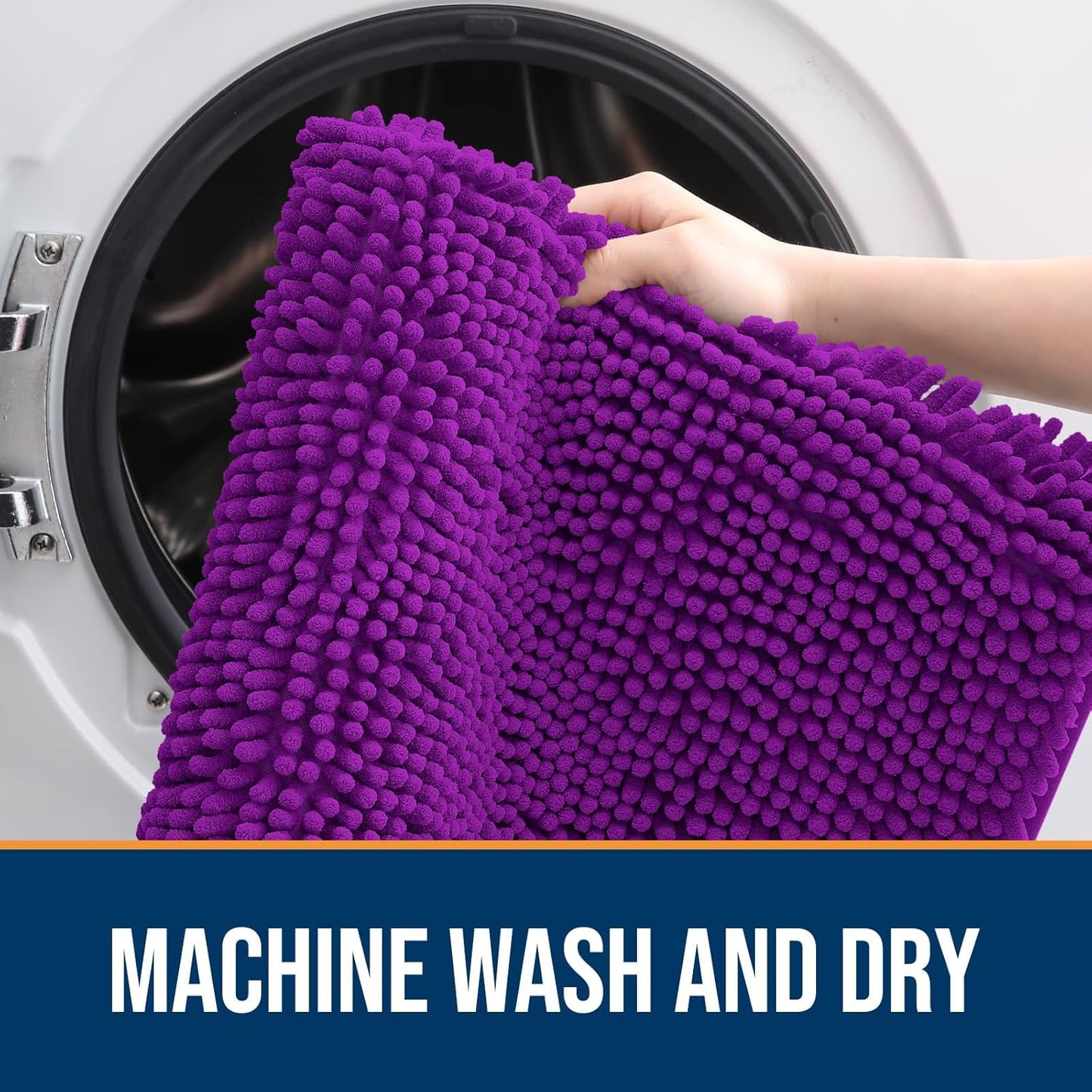 OLANLY Dog Door Mat for Muddy Paws 36x24, Absorbs Moisture and Dirt, Absorbent Non-Slip Washable Doormat, Quick Dry Chenille Mud Mat for Dogs, Entry Indoor Entryway Carpet for Inside Floor, Purple