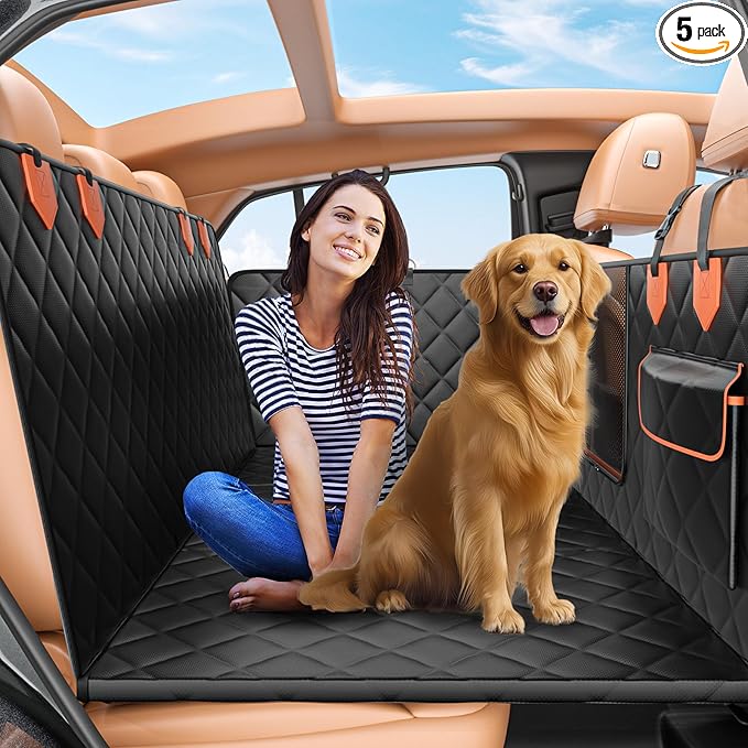 Back Seat Extender for Dogs Hard Bottom Holds 500lbs,Waterproof Dog Car Seat Cover for Back Seat, Truck-Large Space Dog Hammock for Truck