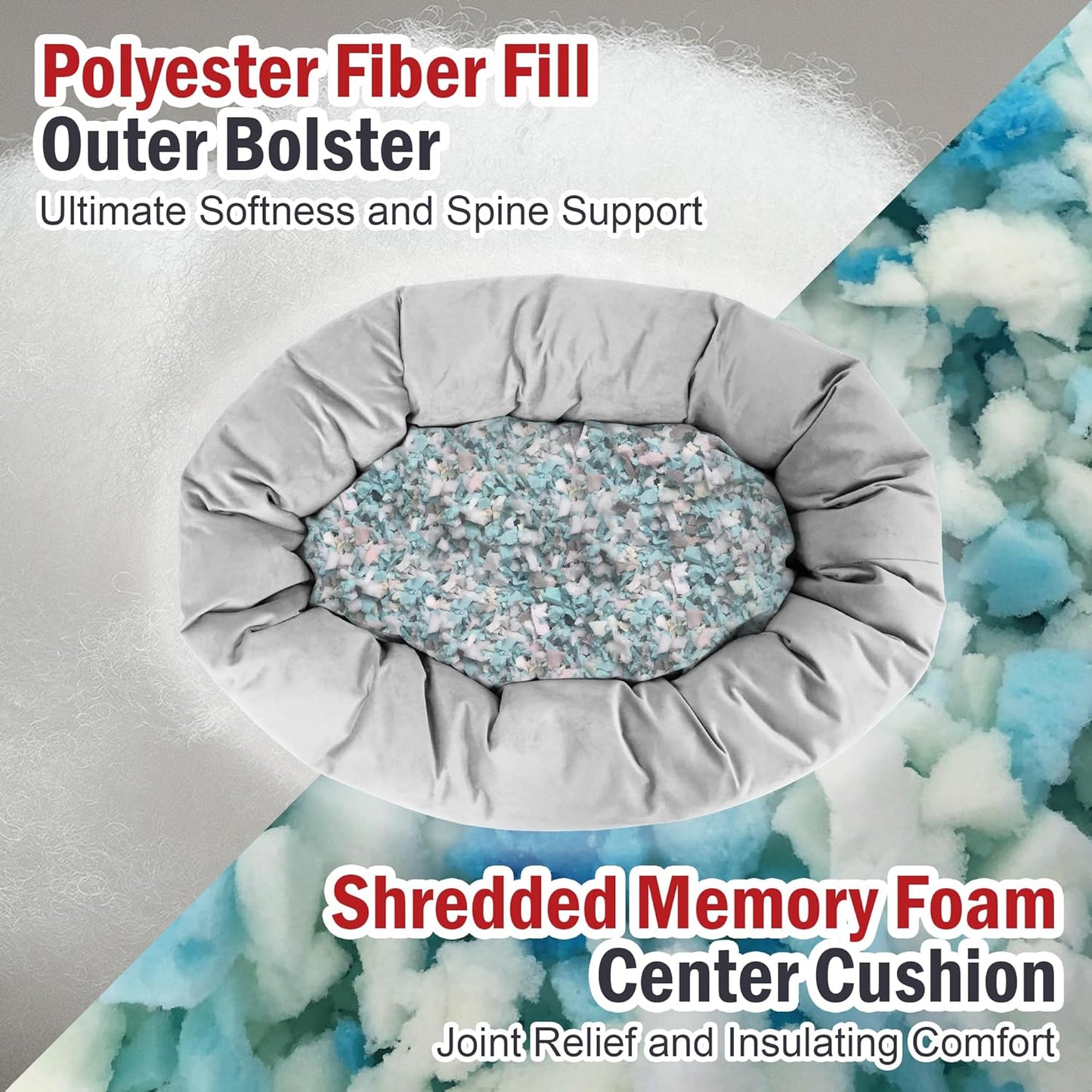 Majestic Pet 32 Inch Suede Shredded Memory Foam Mix Calming Medium Dog Bed Washable 32 x 23 x 7 (Inch) - Cozy Soft Round Donut Dog Bed with Spine for Head Support - Pet Bed Sage