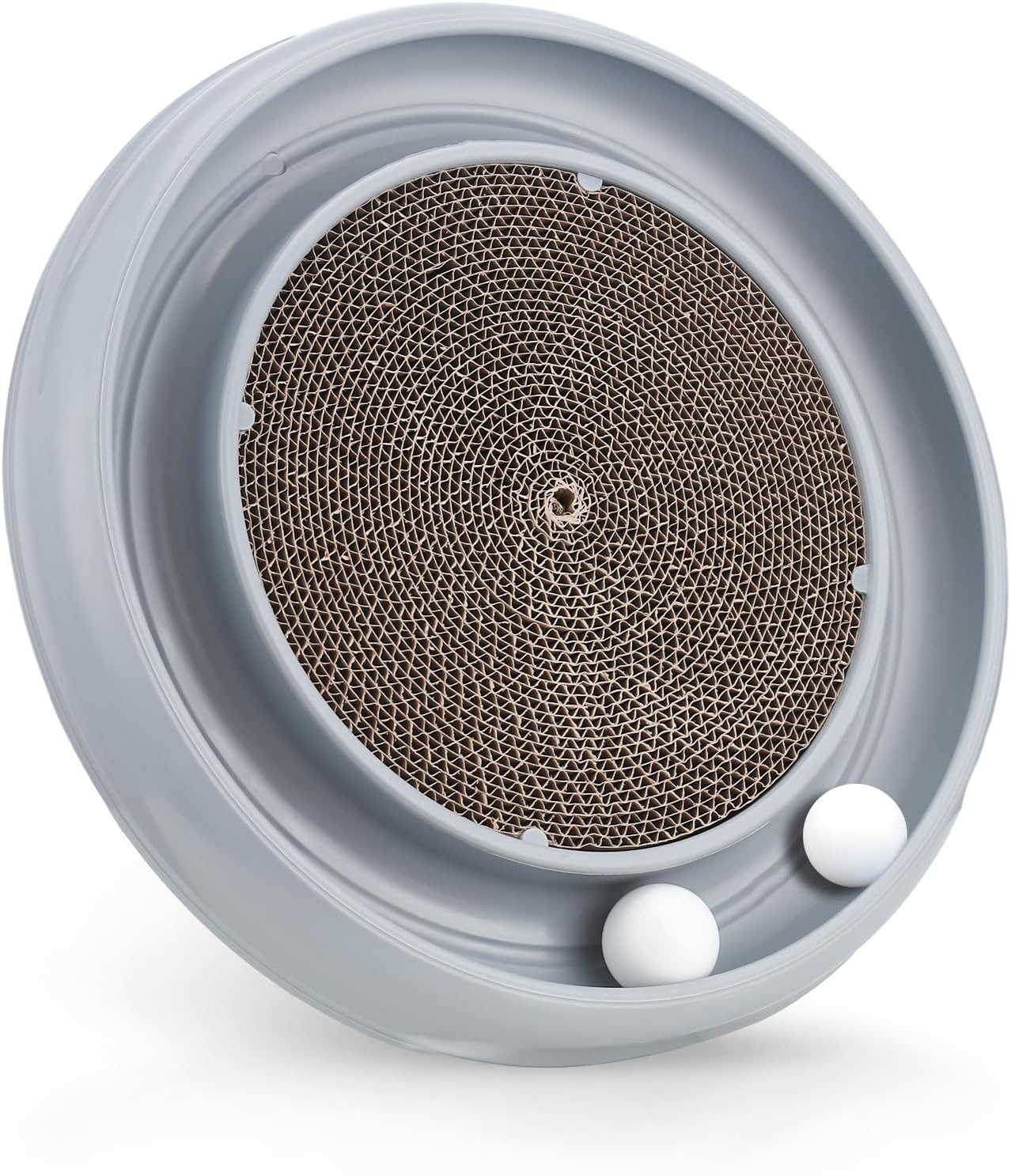 Cat Scratching Board with Balls for Cats Grinding Claw, Round Cat Scratcher Interactive Toy, Cat Ball Track Scratcher Pad for Cats Exercise Play(Grey)