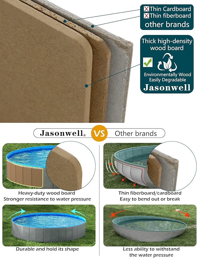 Jasonwell Foldable Dog Pet Bath Pool Collapsible Dog Pet Pool Bathing Tub Kiddie Pool Doggie Wading Pool for Puppy Small Medium Large Dogs Cats and Kids 48" Grey