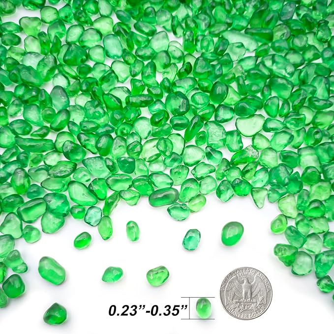 Keedolla 3 LB Green Sea Glass Aquarium Pebbles Polished Betta Fish Tank Gravel, Clear Fish Bowl Pebbles Colorful Glass Stones Rocks for Decoration Vases Aquarium Gravel Decor Art Craft
