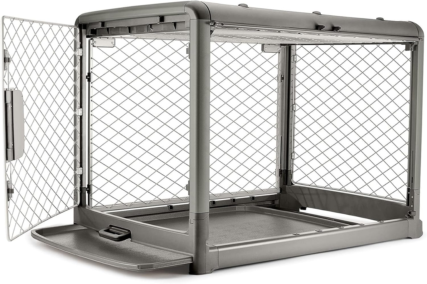 DIGGS Revol Collapsible Dog Crate with Wheels - Premium Portable Dog Crate - Safe, Stylish, and Convenient Indoor Kennel (Smoke, Large)
