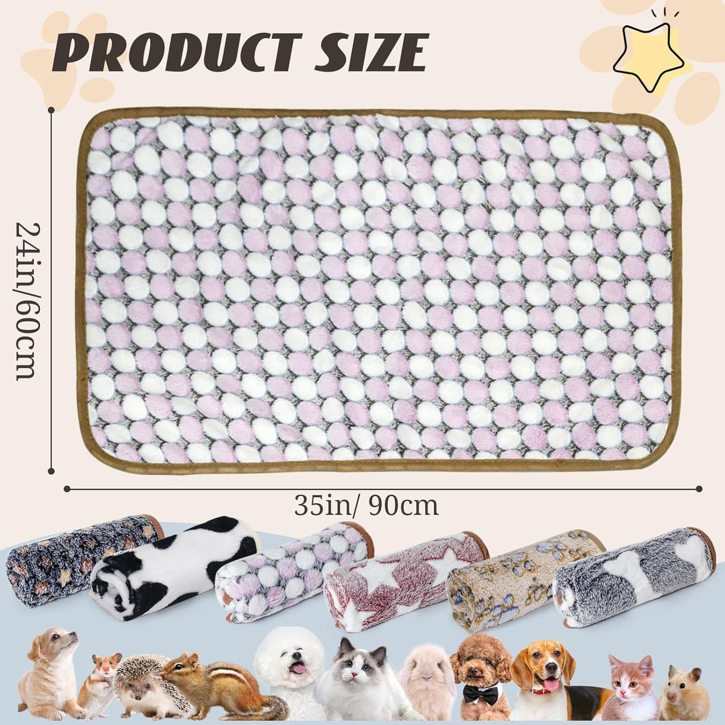 6 Pcs Washable Guinea Pig Blankets Absorbent Small Animal Fleece Bedding Cage Liners Reusable Pet Pee Pad Sleep Mat Pad Cover for Hamster Ferret Rabbit Chinchilla Hedgehog (Black, 24" x 35")