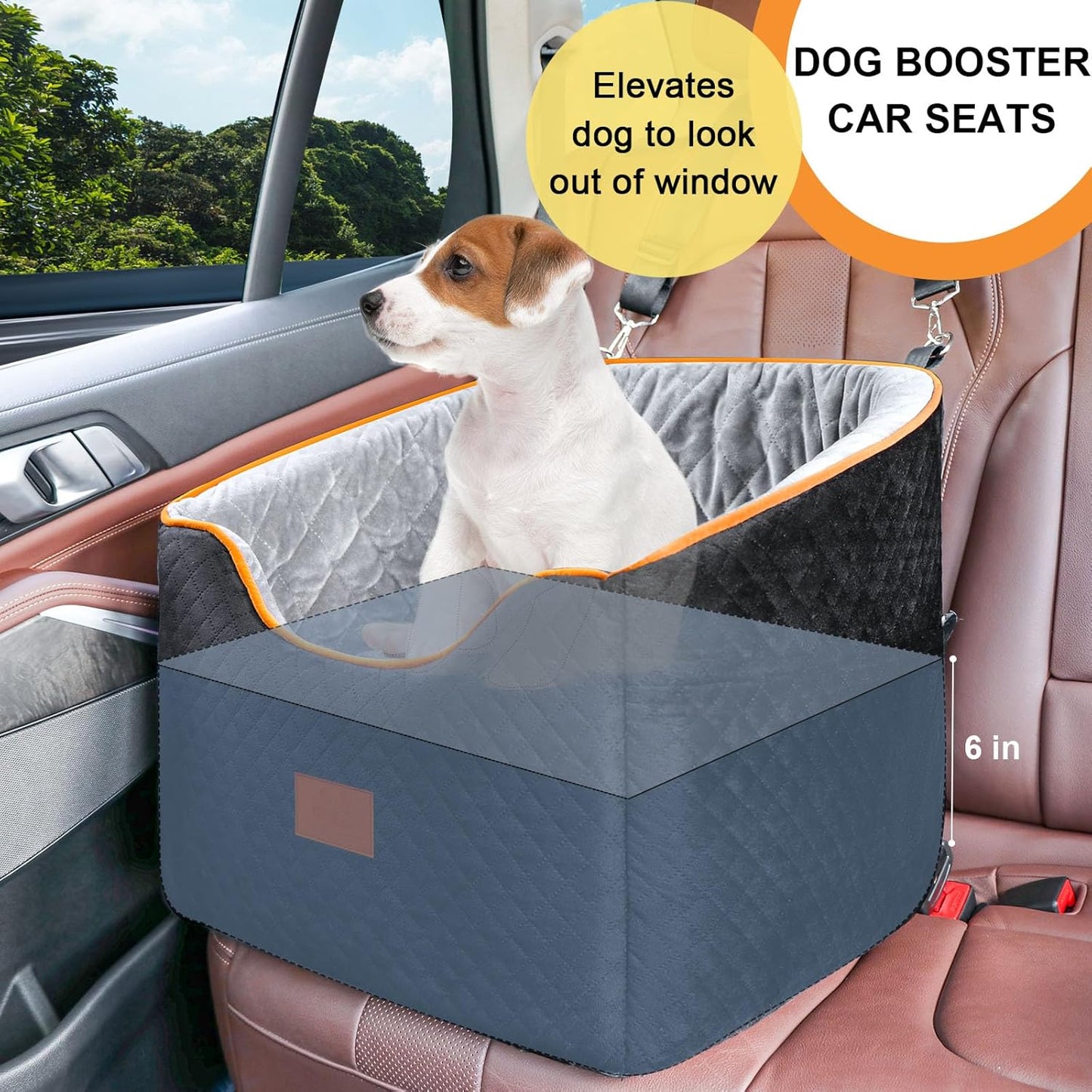 Dog Car Seat for Small Dogs, Memory Foam Booster Dog Seat for Dogs up to 35 lbs, Elevated Pet Car Seat, Travel Safety Pet Seat with Washable Removable Cover, Storage Pockets (Red)