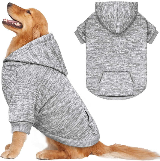 Dog Sweaters for Large Dogs Hoodie Fleece Dog Sweater Soft Clothes Sweatshirt with Pocket Hoodie for Large Dogs(Grey&XXL)