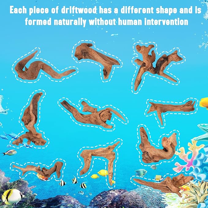 Suzile 20 Pcs Small Natural Coral Driftwood for Aquarium 4-7 Inches Driftwood Assorted Shapes Reptile Terrarium Decor Drift Wooden Branch for Fish Tank Aquarium Decoration