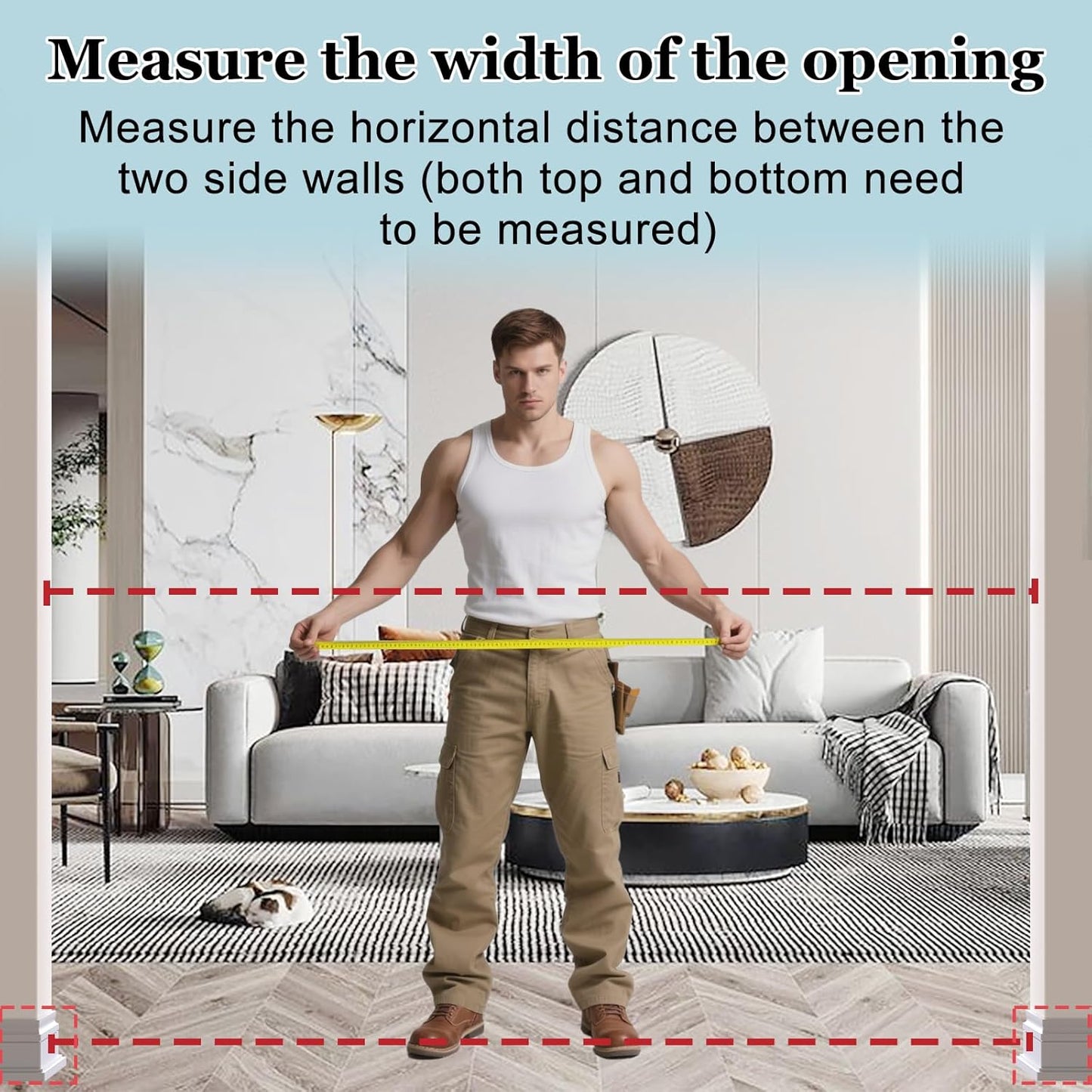 WAOWAO Triple Lock Baby Gate Extra Wide 35.04-38.97" Pressure Mounted Walk Through Swing Auto Close Safety White Metal Dog Pet Puppy Cat for Stairs,Doorways,Kitchen