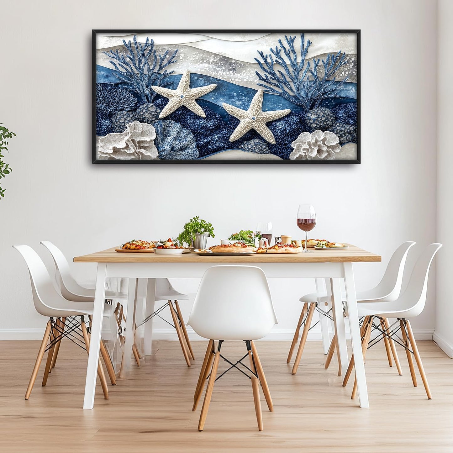 Large Starfish Nautical Wall Art for Living Room, Ocean Canvas Oversized Wall Decor, Sea Animal Modern Framed Pictures Painting Print Artwork for Bedroom Office 60"L x 30"W