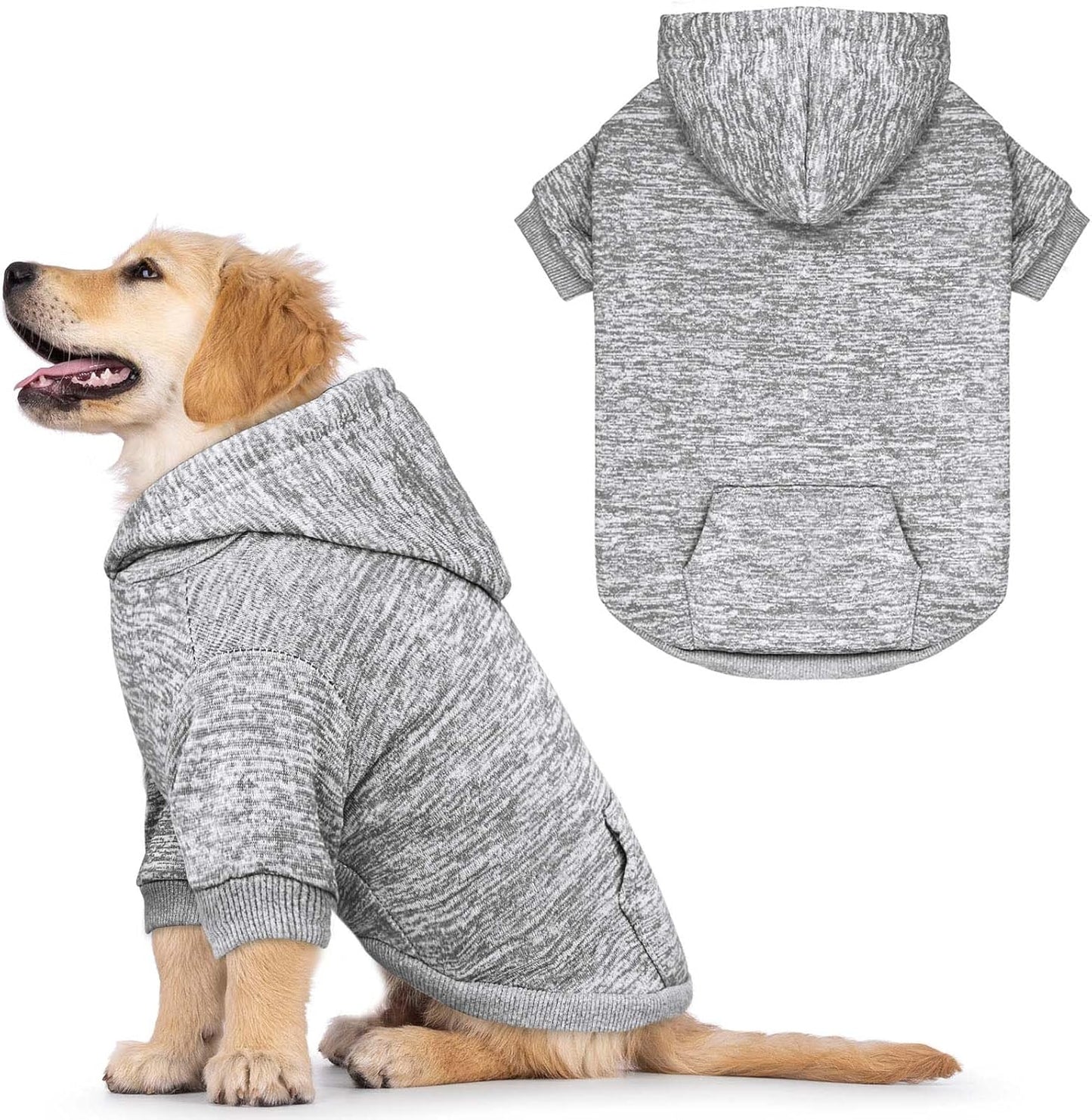 Dog Sweaters for Small Dogs Hoodie Fleece Dog Sweater Soft Clothes Sweatshirt with Pocket Hoodie for Small Dogs Puppy(Grey&S)