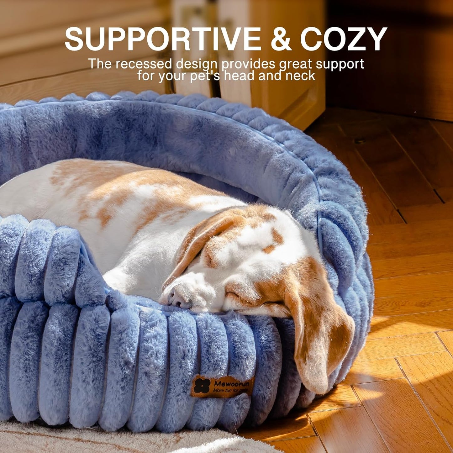 MEWOOFUN Dog Bed for Medium Dogs, Washable Large Cat Beds for Indoor Cats, Donut Pet Bed for Dogs and Cats with Anti-Slip Bottom (Blue, 27"x27"x10")