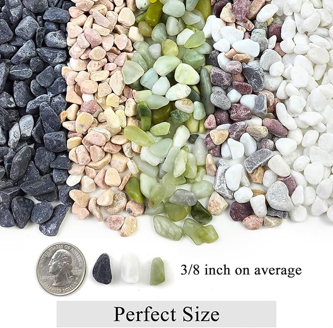 5 lbs Natural Mixed Color Gravel Pebbles, 3/8 Inch Decorative Succulent Rocks Pebbles for Plants, Stones for Vase, Landscaping and Outdoor Garden Decorative River Rock