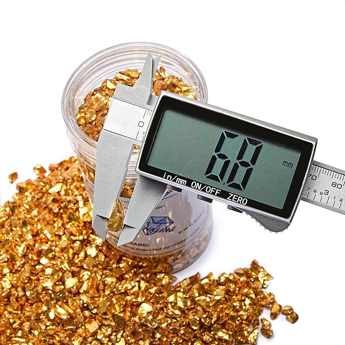 TWINKLING High Luster Crushed Glass Glitter, Fire Glass Gems Chips for Fire Pit, DIY Resin Art, Epoxy Crafts, Geode Painting, Aquarium Decoration, 6-9mm (370g/13oz.) (Gold)