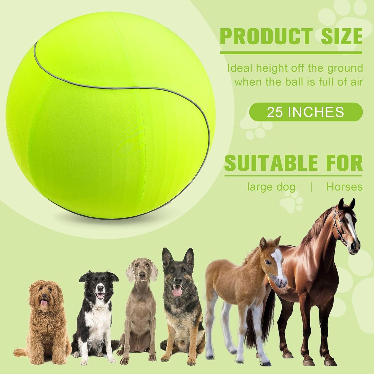Herding Ball for Dogs & Horses - 25" with Cover Large Green Ball with Pump