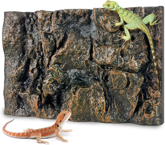 17.7x11.8in Rock Terrarium Background,3D Reptile Tank Background Board,Amphibian Stereo Backdrop Wall,Lizard Snake Gecko Spider Turtle Fish pet silo Background Decorative Panel(Yellow)
