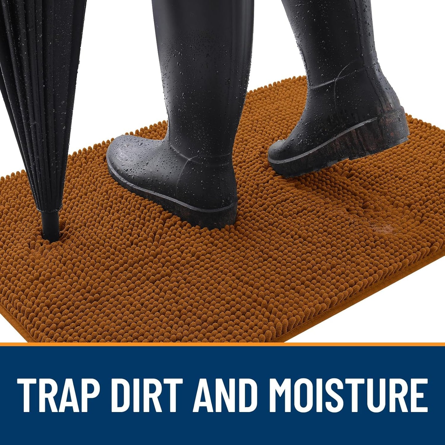 OLANLY Dog Door Mat for Muddy Paws 44x24, Absorbs Moisture and Dirt, Absorbent Non-Slip Washable Doormat, Quick Dry Chenille Mud Mat for Dogs, Entry Indoor Entryway Carpet for Inside Floor, Ochre