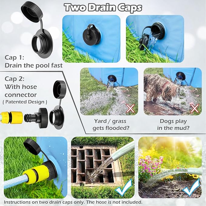 Jasonwell Foldable Dog Pet Bath Pool Collapsible Dog Pet Pool Bathing Tub Kiddie Pool Doggie Wading Pool for Puppy Small Medium Large Dogs Cats and Kids 55.1" Blue