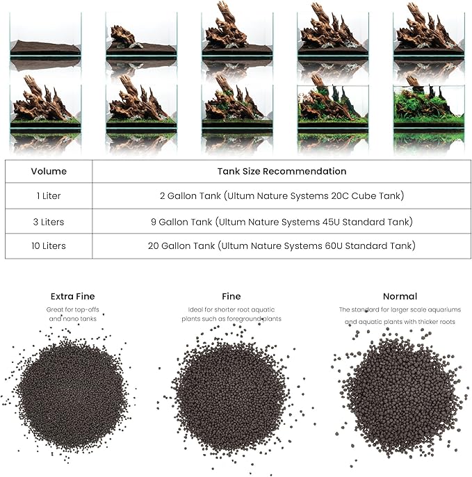 Ultum Nature Systems Controsoil - Freshwater Aqua Soil Substrate for Fish, Shrimp, Live Plant Propagation and Aquascaping - 6.8pH Low Ammonia, Volcanic Ash - Black, Fine (1 Liter | 2LB)