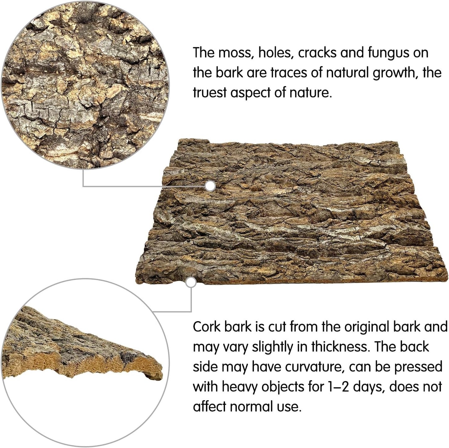 kathson 2PCS 15.7"L x 11.8"W Cork Tile Background Bark Reptile Tank Background Terrarium Backdrop Wall Decor Natural Reptile Climbing Mat for Spider Gecko Lizard Chameleon Bearded Dragon Turtle Snake