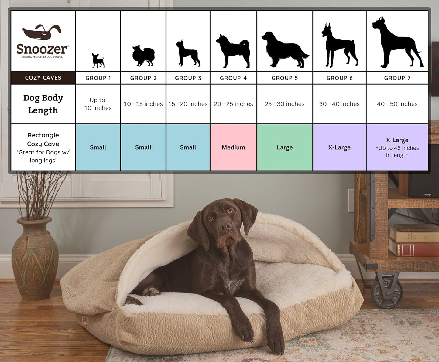 Snoozer Pet Products Luxury Rectangle Cozy Cave, Wag Collection, Large, Starpatch Red Diamond