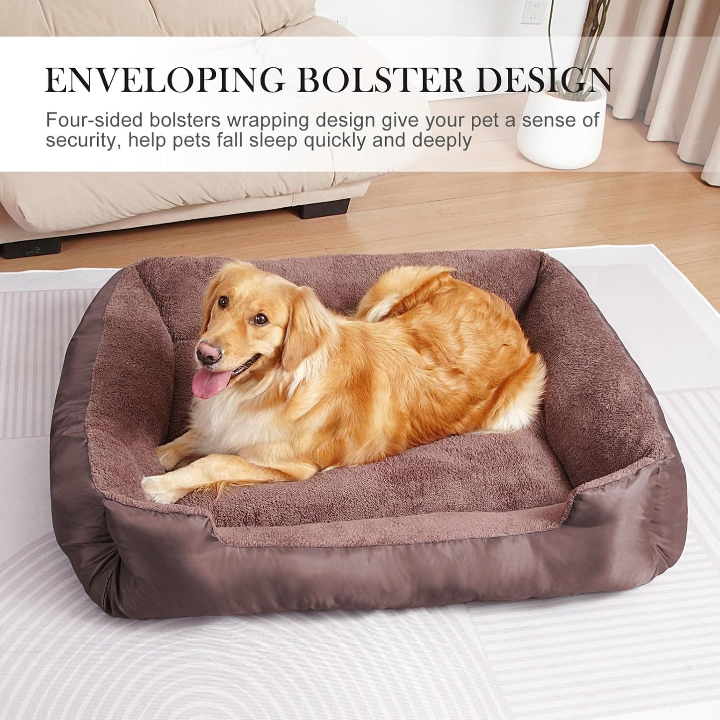 Dog Beds for Small Dogs Washable, Rectangle Dog Bed, Warming Soft Calming Sleeping Puppy Bed with Anti-Slip Bottom